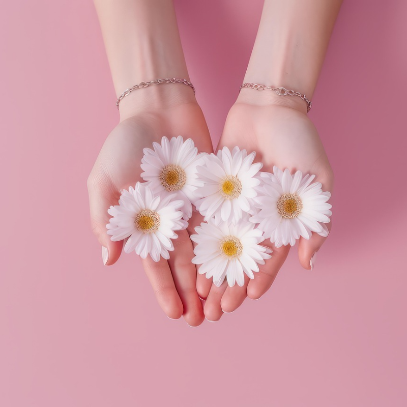flowers in hand